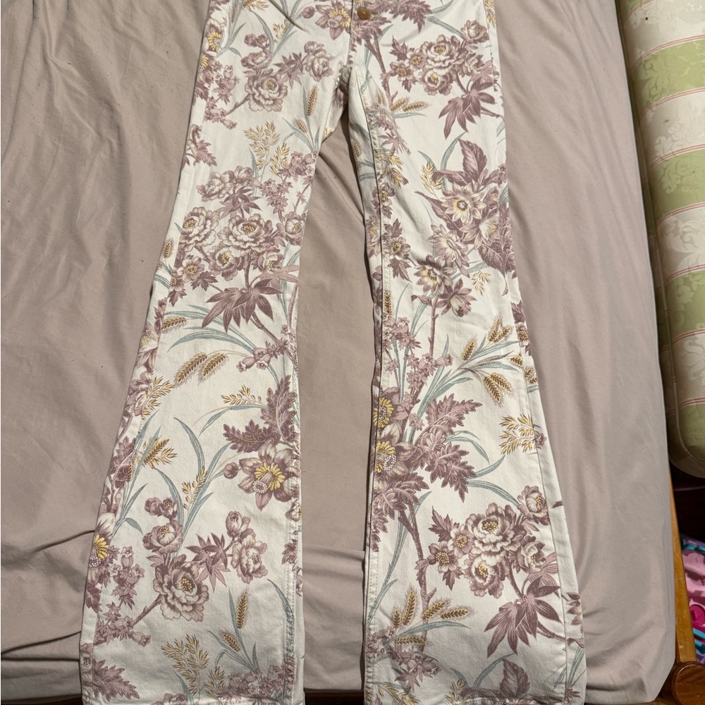 Anthropologie Pilcro and the Letterpress Floral Patterned Flare Pants